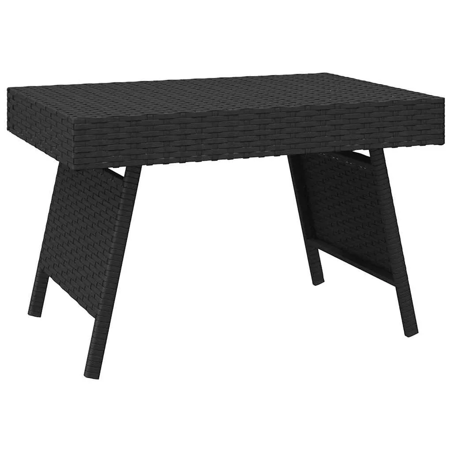 Table d'appoint pliable noir 60x40x38 cm résine tressée - 2