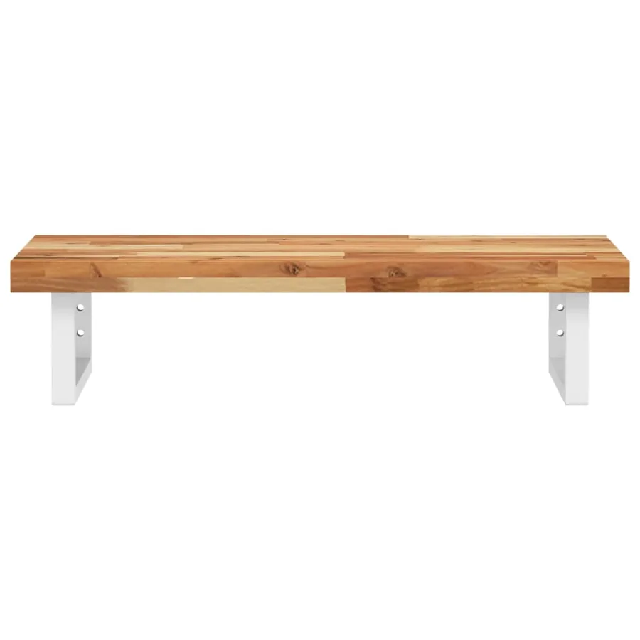 Étagère de vasque murale acier et bois massif d'acacia - 4