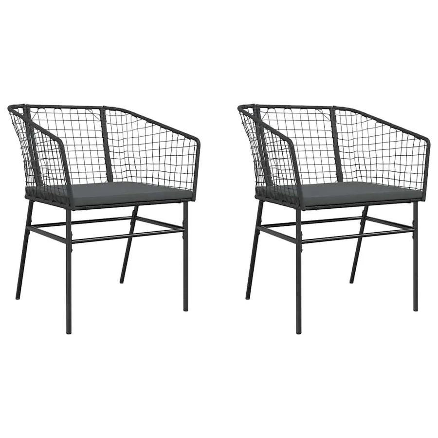 Chaises de jardin lot de 2 avec coussins noir résine tressée - 2