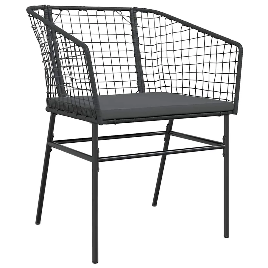 Chaises de jardin lot de 2 avec coussins noir résine tressée - 4
