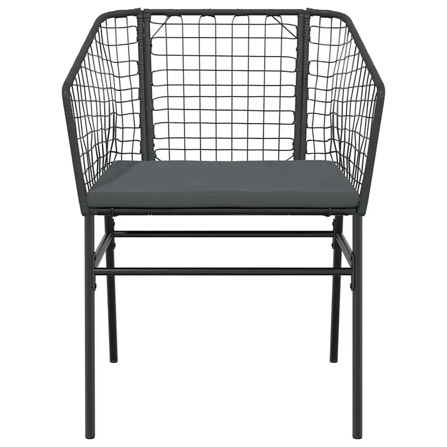 Chaises de jardin lot de 2 avec coussins noir résine tressée - 5