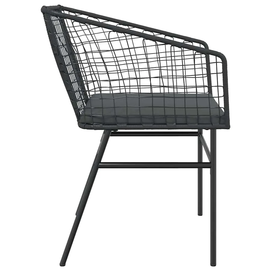 Chaises de jardin lot de 2 avec coussins noir résine tressée - 6