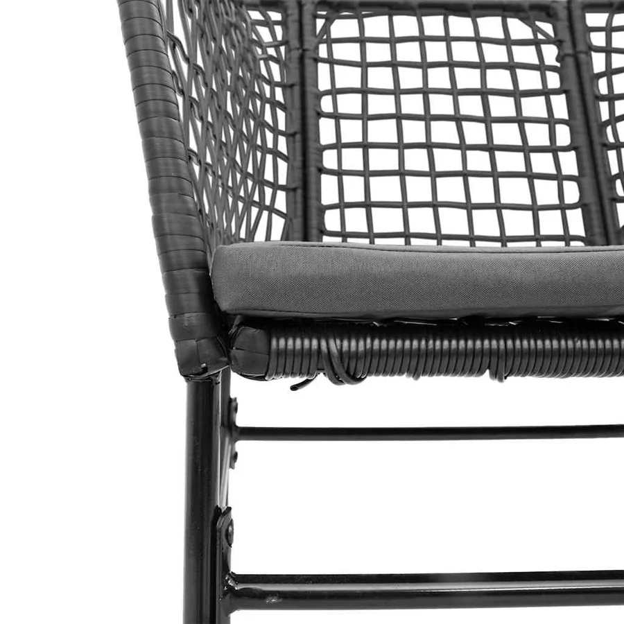Chaises de jardin lot de 2 avec coussins noir résine tressée - 8
