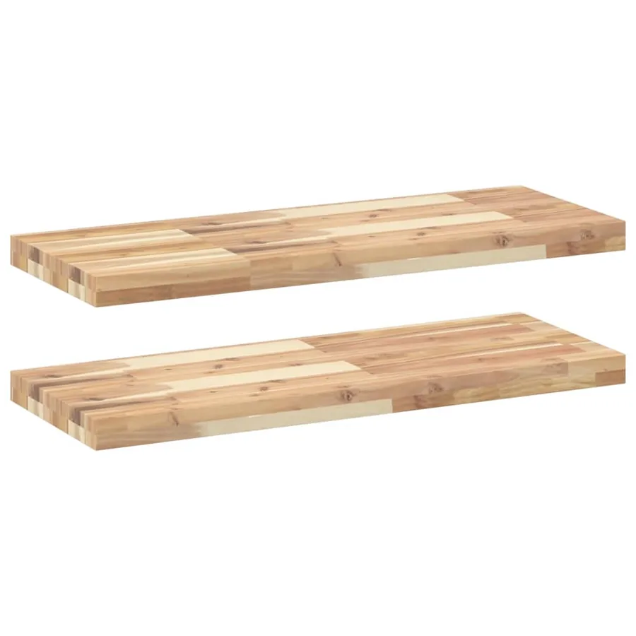 Étagères flottantes 2 pcs 100x30x4 cm acacia massif non traité - 2