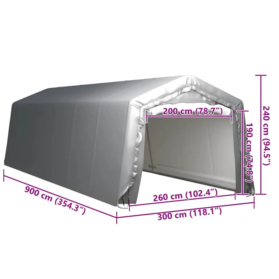 Tente de rangement 300x900 cm Acier Gris - 5