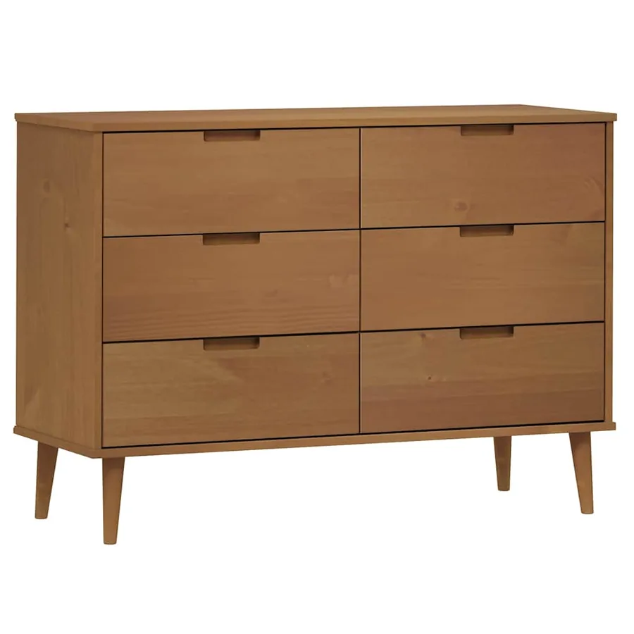 Commode MOLDE Marron 113x40x80 cm Bois de pin massif - 2
