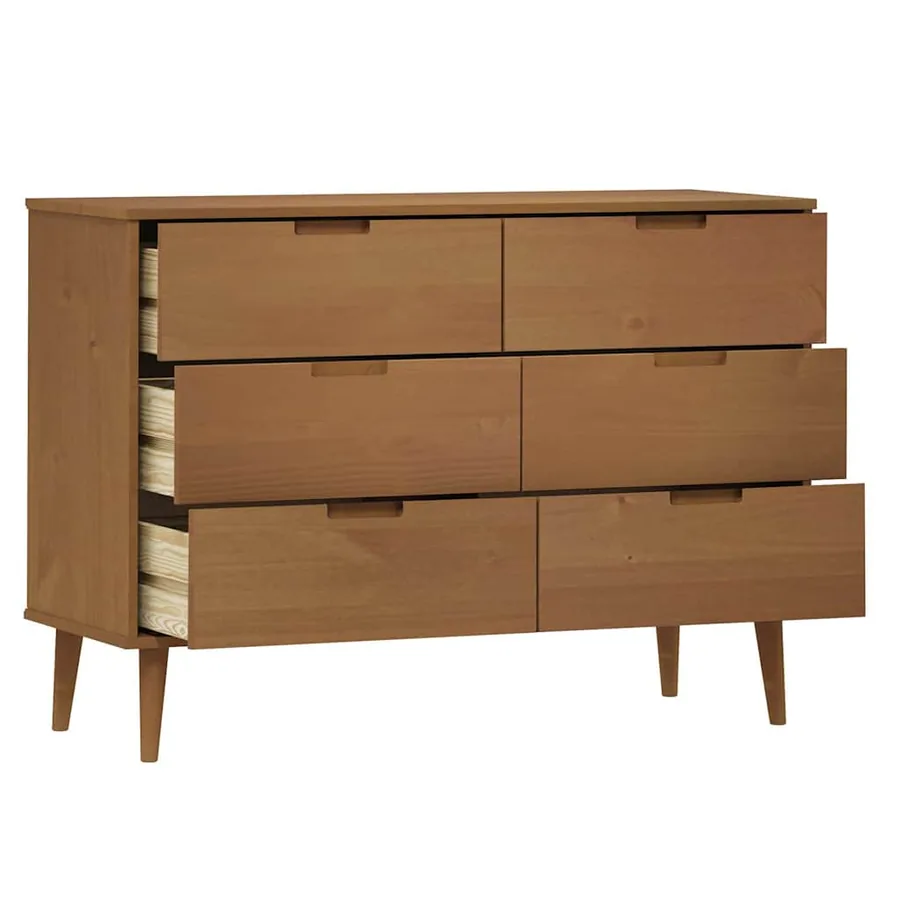Commode MOLDE Marron 113x40x80 cm Bois de pin massif - 5