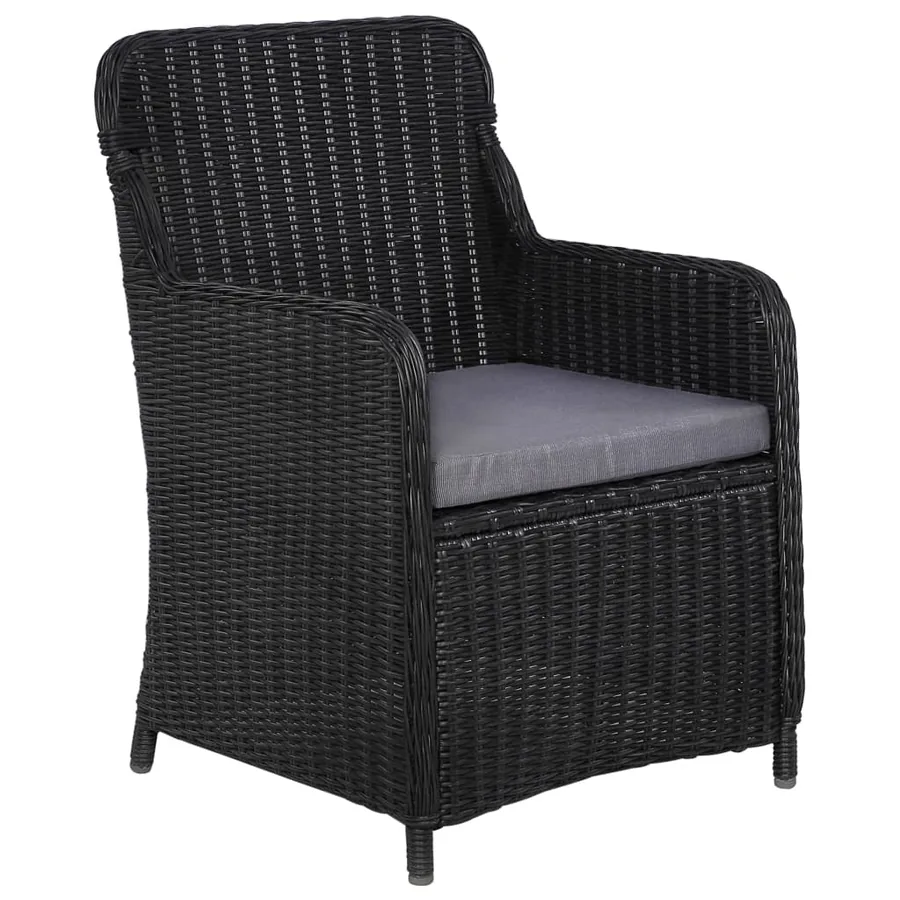 Set of 2 outdoor chairs with cushions Poly rattan Black - 2