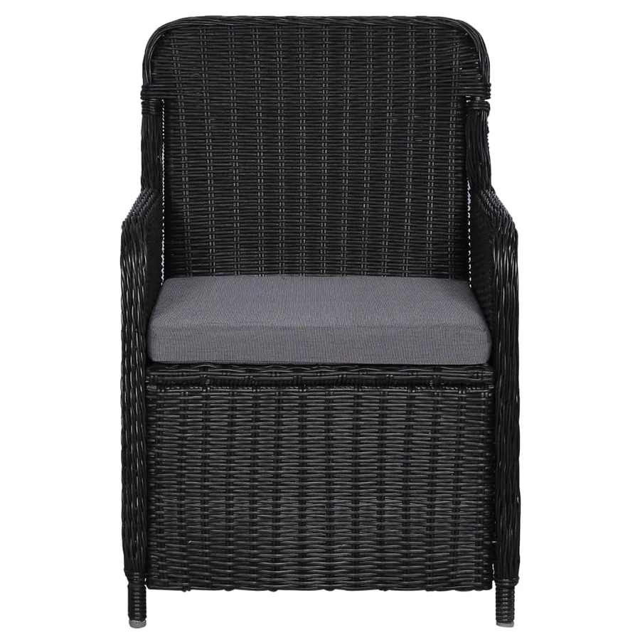 lot de 2 Chaises d'extérieur avec coussins Résine tressée Noir - 3