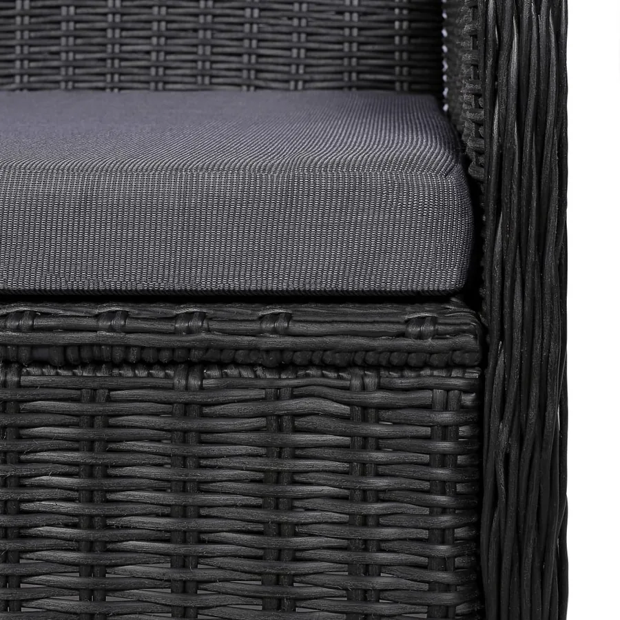 Set of 2 outdoor chairs with cushions Poly rattan Black - 6
