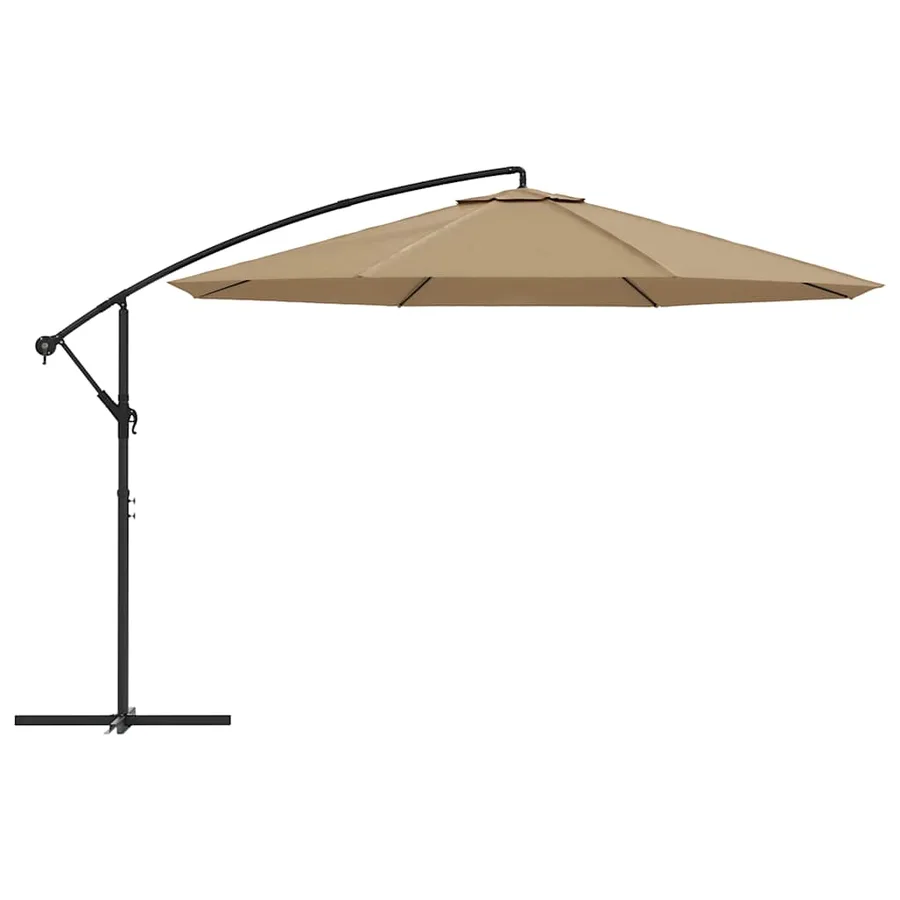Parasol de jardin en porte-à-faux et poteau en aluminium taupe - 3