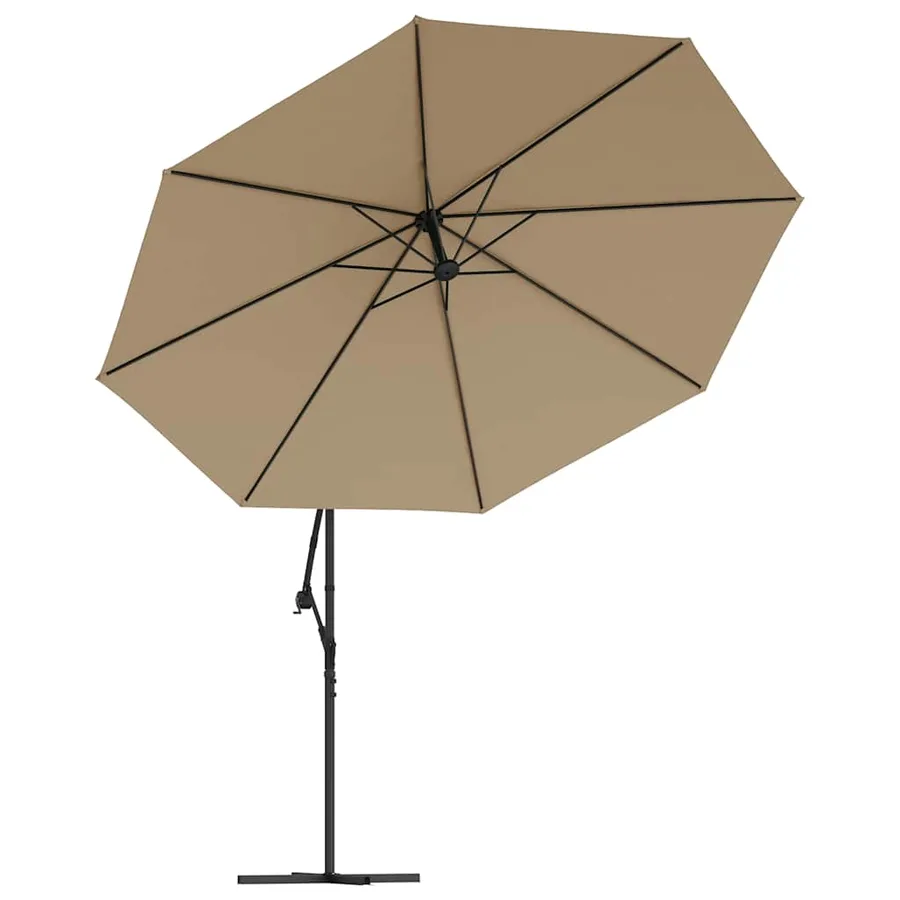 Parasol de jardin en porte-à-faux et poteau en aluminium taupe - 4