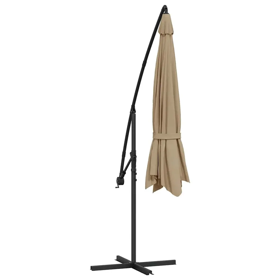 Parasol de jardin en porte-à-faux et poteau en aluminium taupe - 6