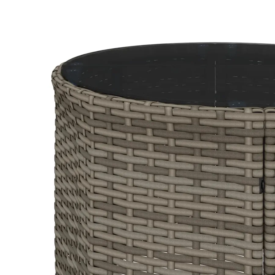 Canapé de jardin avec table coussins rond gris résine tressée - 11