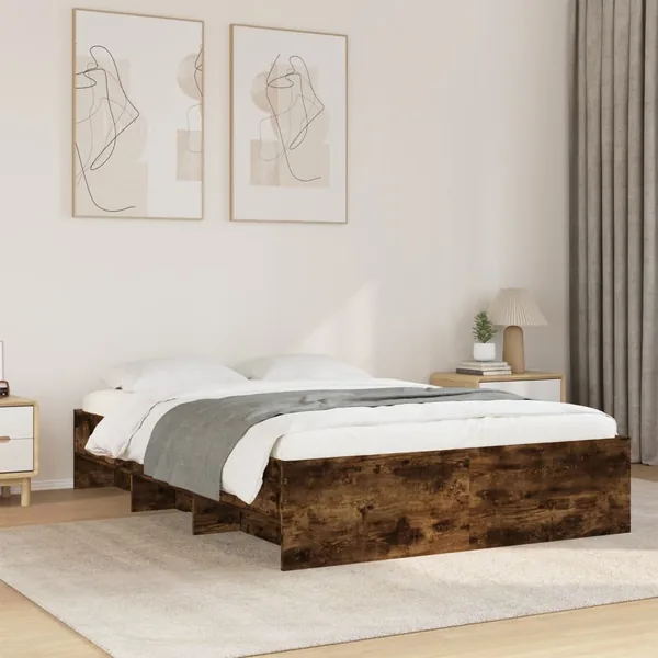Cadre de lit sans matelas chêne fumé 120x200 cm bois ingénierie