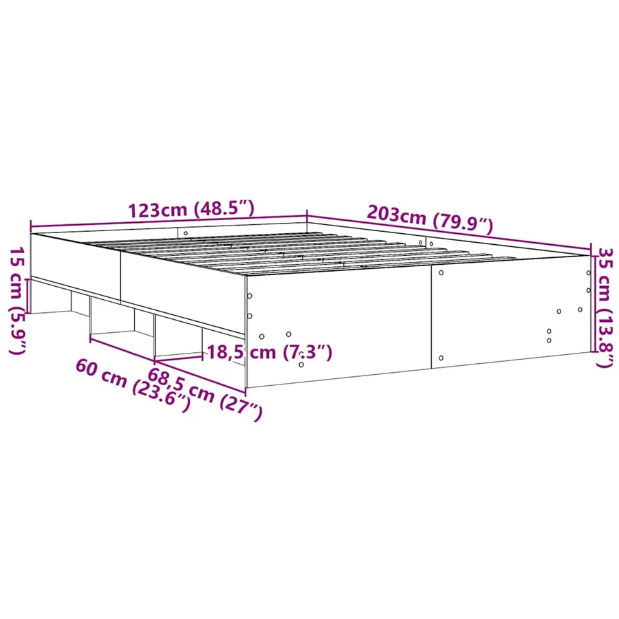 Cadre de lit sans matelas chêne fumé 120x200 cm bois ingénierie - 10