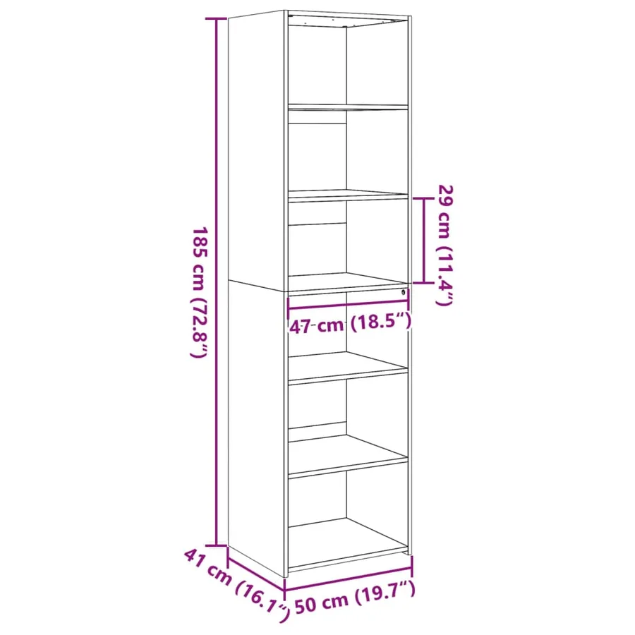 Buffet haut blanc 50x41x185 cm bois d'ingénierie - 9