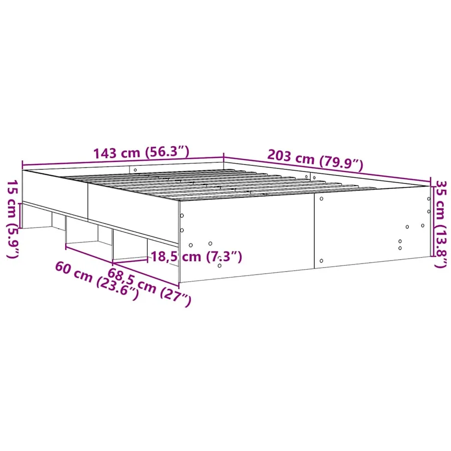 Cadre de lit sans matelas blanc 140x200 cm bois d'ingénierie - 10