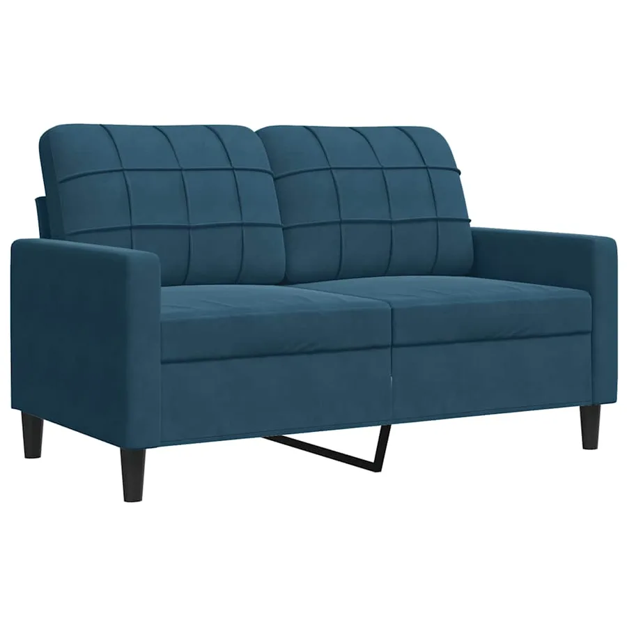 Canapé à 2 places Bleu 120 cm Velours - 2