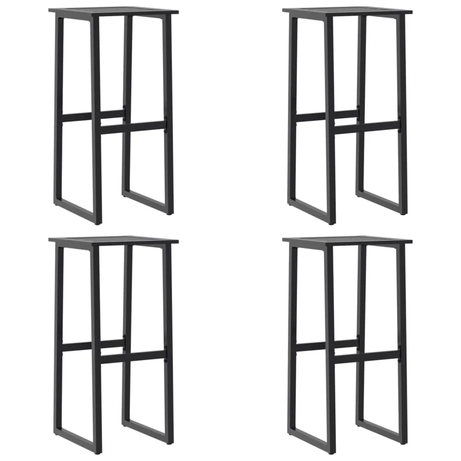 Tabourets de bar lot de 4 noir acier enduit de poudre - 2