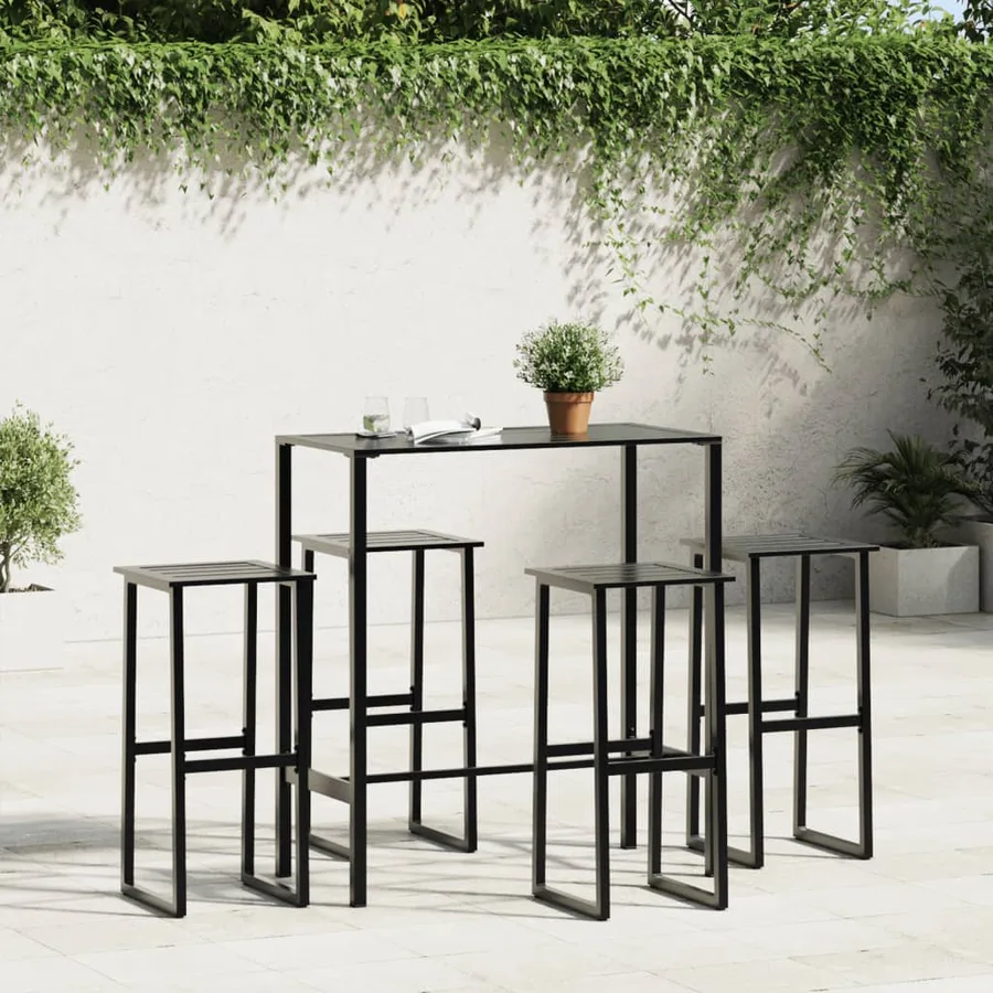 Tabourets de bar lot de 4 noir acier enduit de poudre - 3
