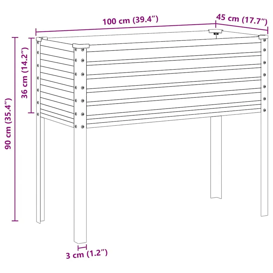 Jardinière de jardin Anthracite 100x45x90 cm Acier - 8