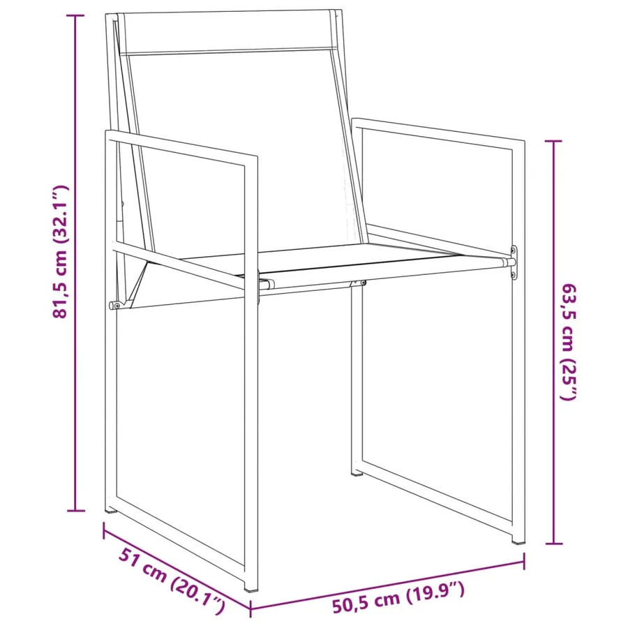 Chaises de jardin 4 pcs noir acier et textilène - 10
