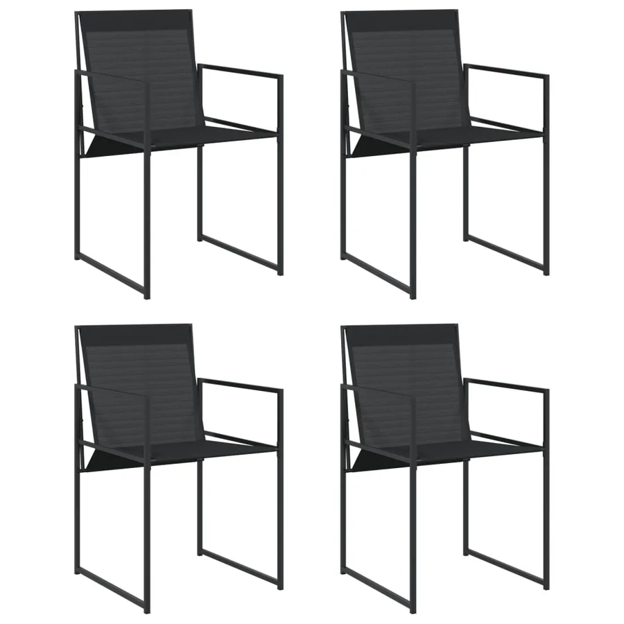 Chaises de jardin 4 pcs noir acier et textilène - 2
