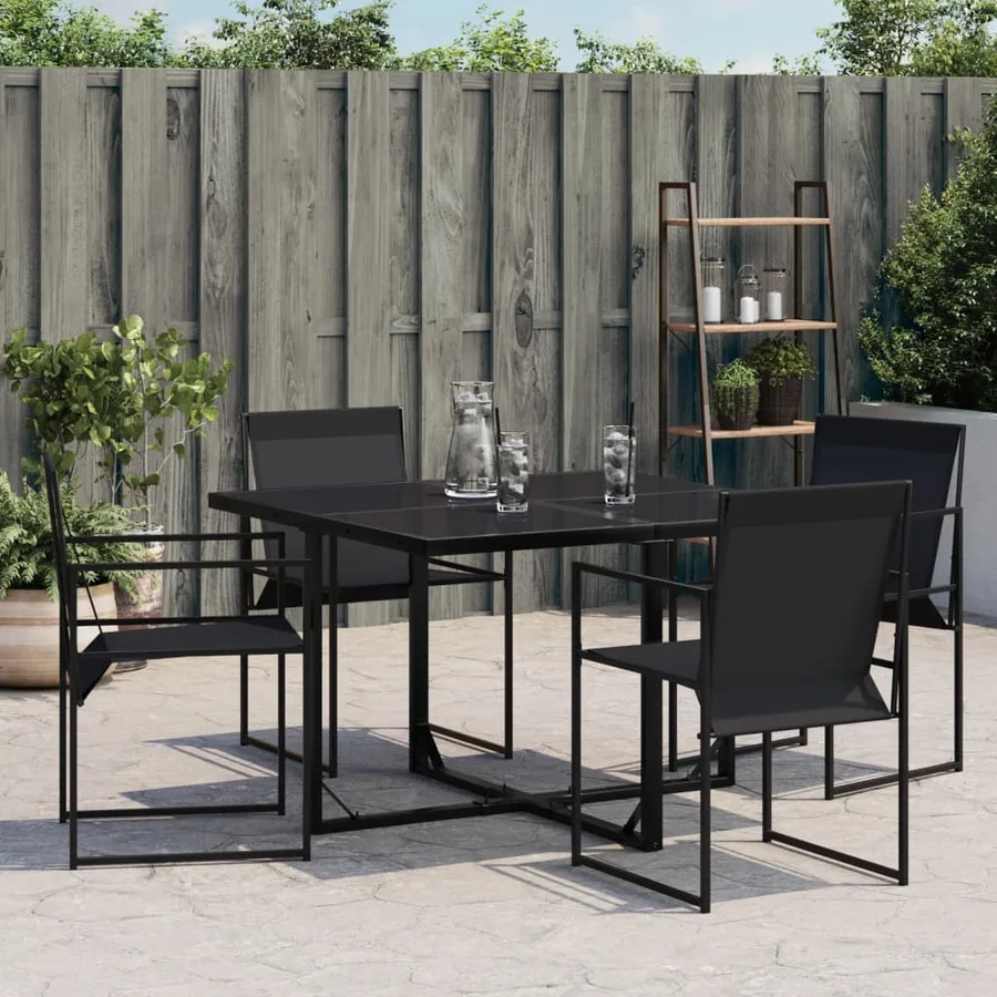 Chaises de jardin 4 pcs noir acier et textilène - 3