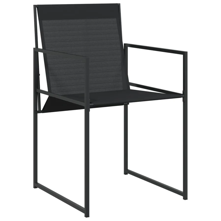 Chaises de jardin 4 pcs noir acier et textilène - 5