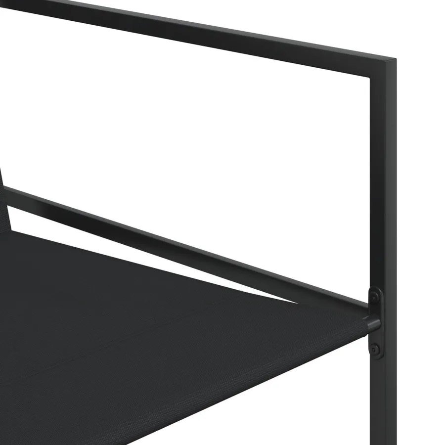 Chaises de jardin 4 pcs noir acier et textilène - 8