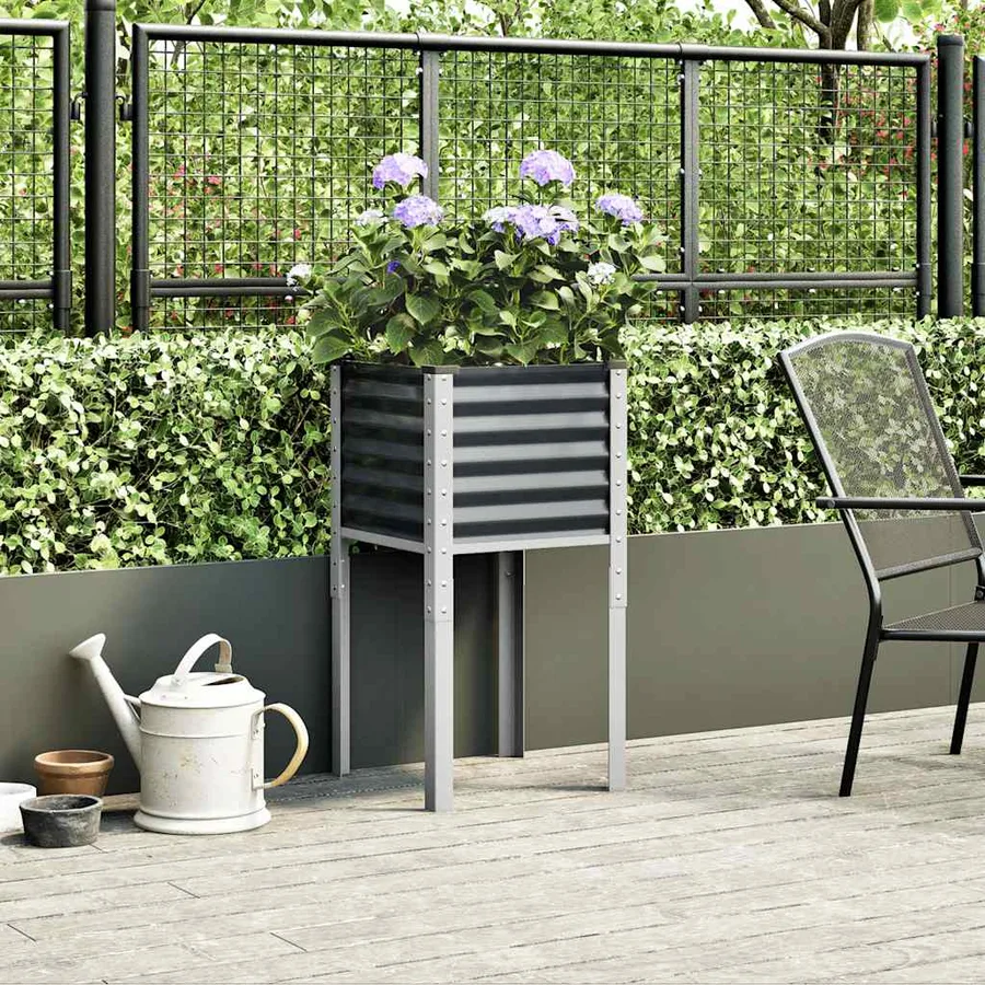 Jardinière de jardin Anthracite 45x45x88 cm Acier - 3