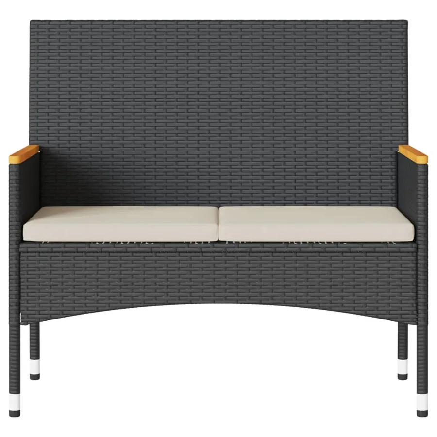 Banc de jardin 2 places avec coussins/table noir résine tressée - 5