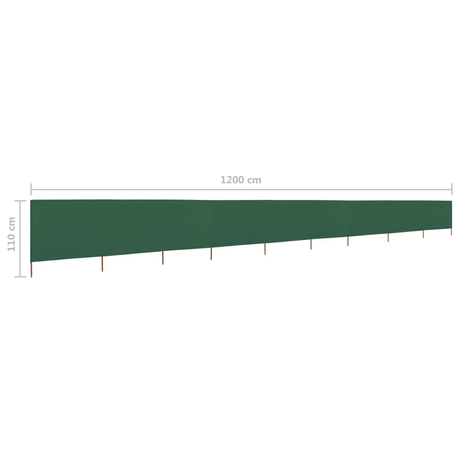 Paravent 9 panneaux Tissu 1200 x 80 cm Vert - 6