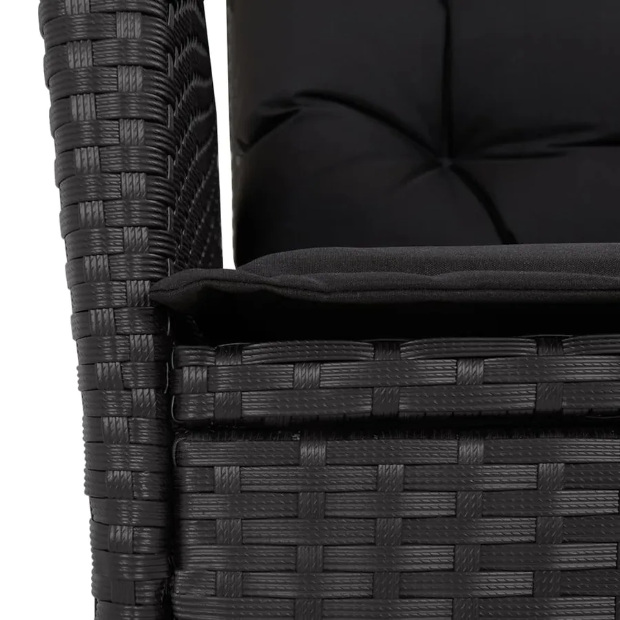 Ensemble à manger de jardin 9pcs coussins noir résine tressée - 5