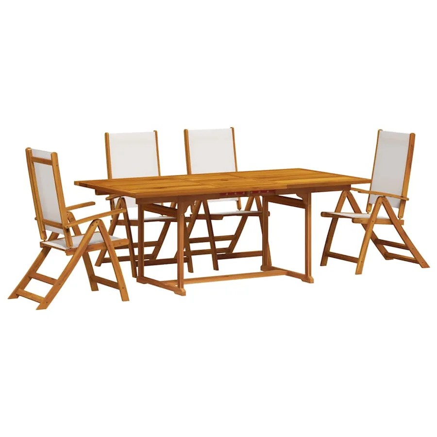Ensemble à manger de jardin 5pcs bois d'acacia solide textilène - 2