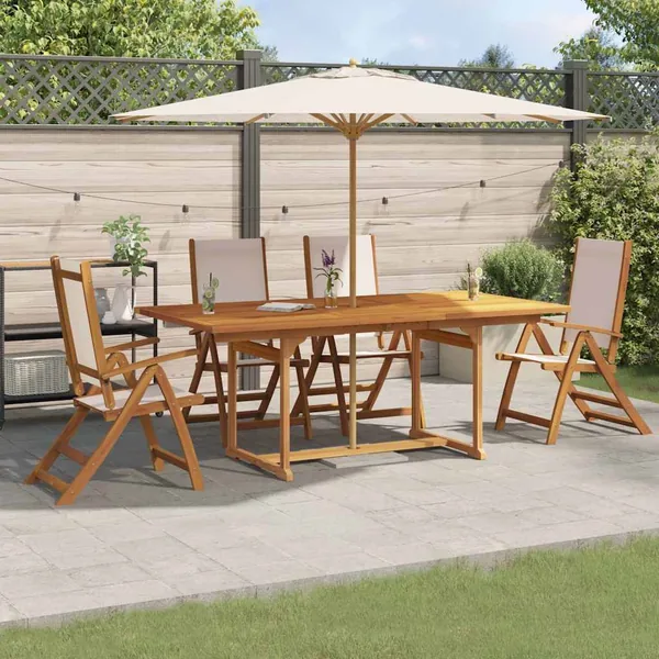 Ensemble à manger de jardin 5pcs bois d'acacia solide textilène