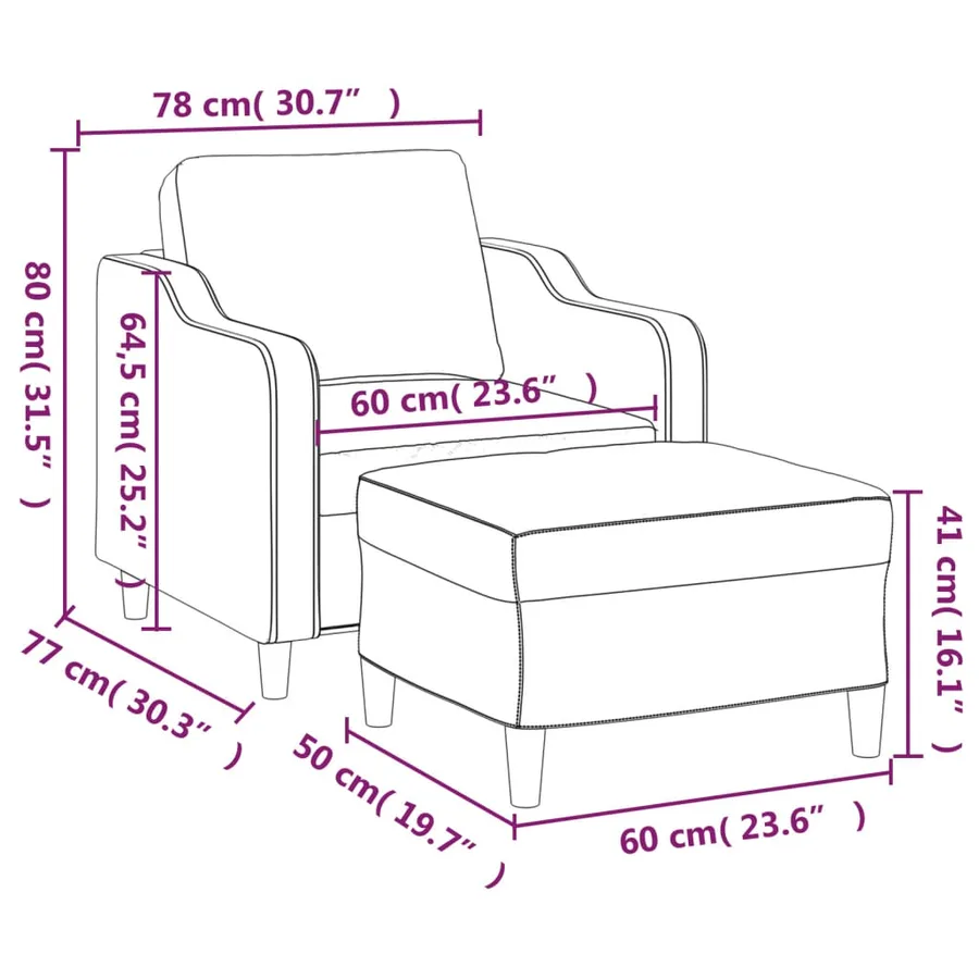 Fauteuil avec repose-pied Gris foncé 60 cm Tissu - 7