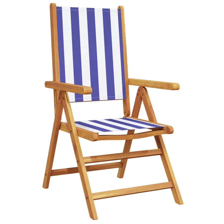 Chaises de jardin lot de 2 bleu/blanc bois acacia massif tissu - 4