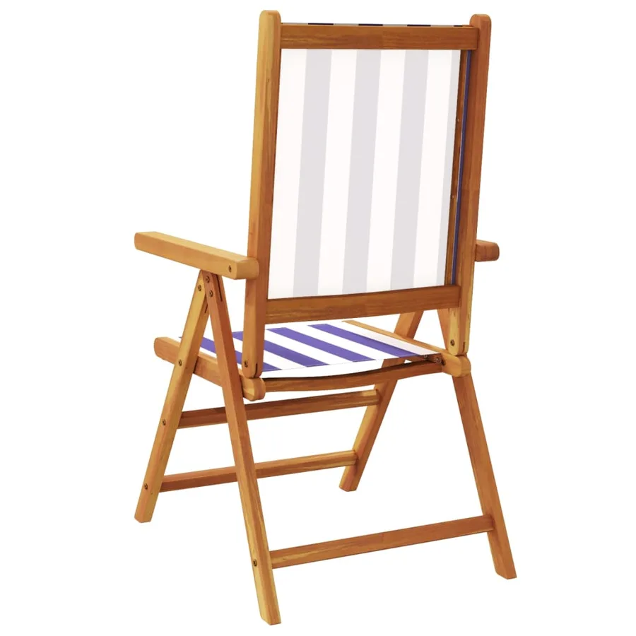 Chaises de jardin lot de 2 bleu/blanc bois acacia massif tissu - 7