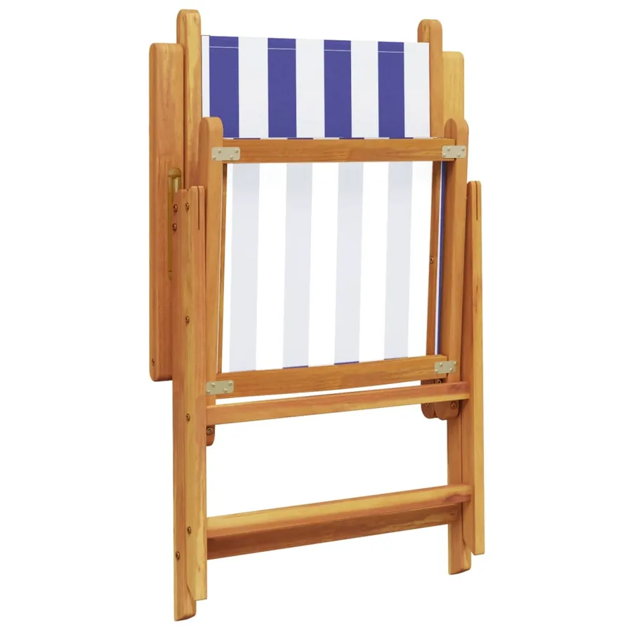 Chaises de jardin lot de 2 bleu/blanc bois acacia massif tissu - 8