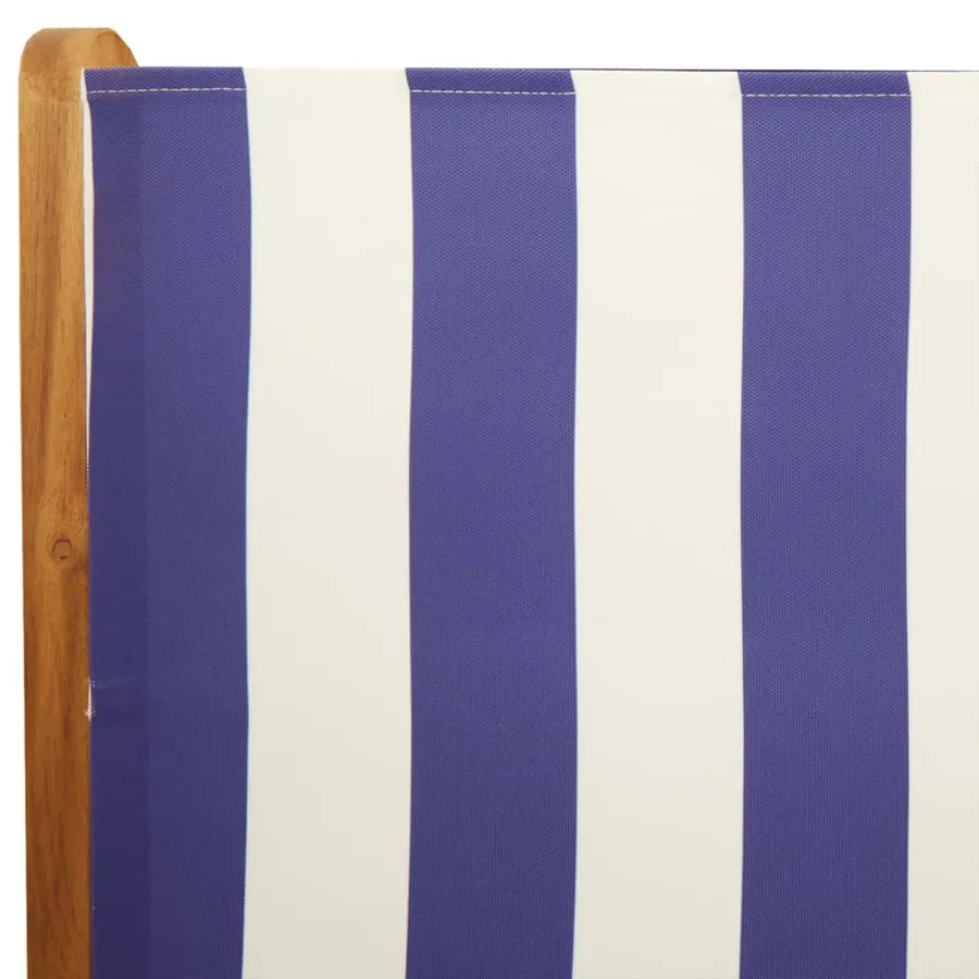 Chaises de jardin lot de 2 bleu/blanc bois acacia massif tissu - 9