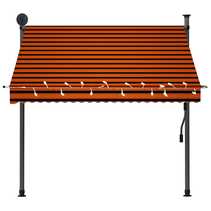 Auvent manuel rétractable avec LED 200 cm Orange et marron - 4