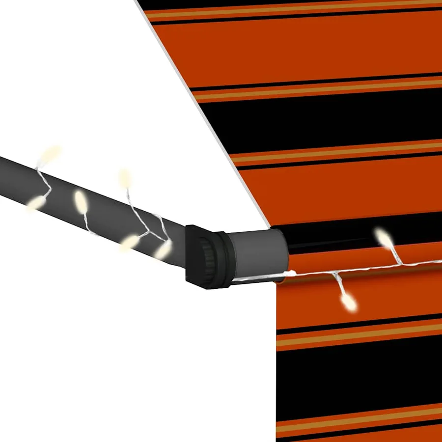 Auvent manuel rétractable avec LED 200 cm Orange et marron - 6