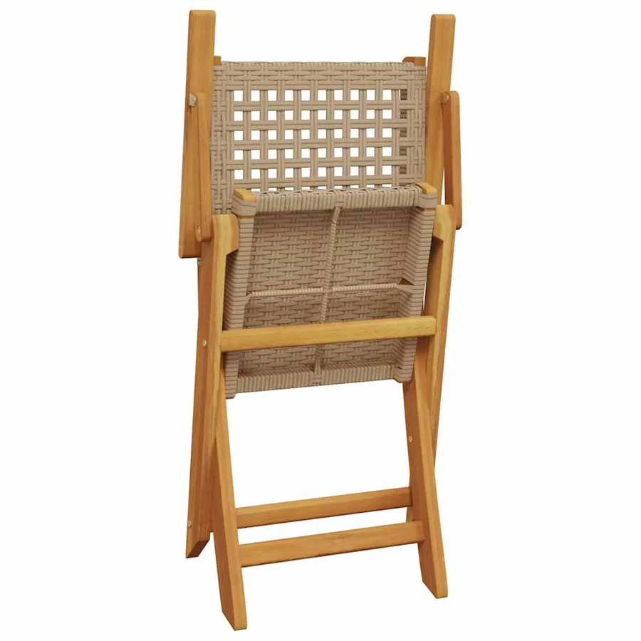 Chaises de jardin pliantes lot de 4 beige rotin et bois massif - 7