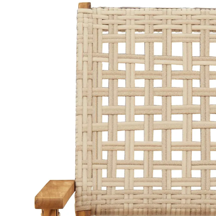 Chaises de jardin pliantes lot de 4 beige rotin et bois massif - 9