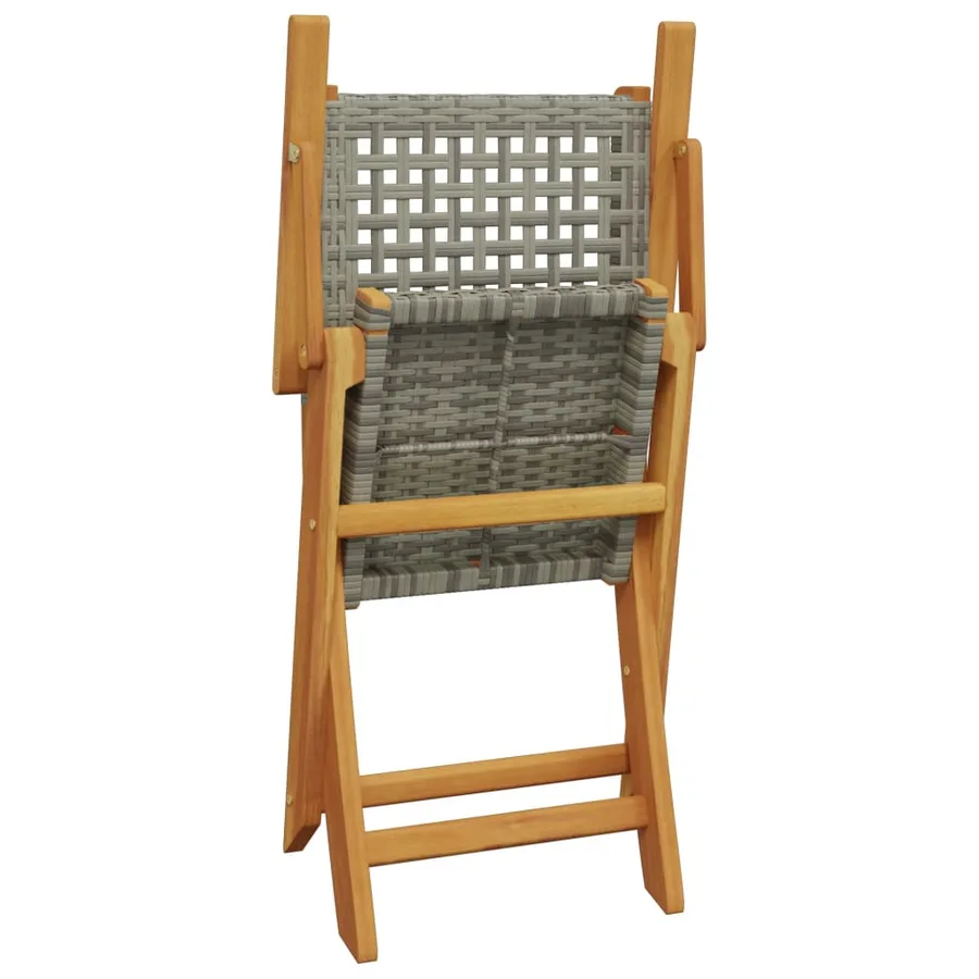 Chaises de jardin pliantes lot de 6 gris poly rotin bois massif - 7