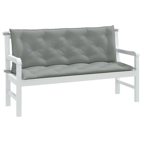 Coussins de banc de jardin lot de 2 gris clair mélangé tissu