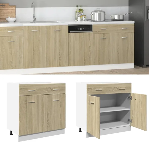 Armoire à tiroirs inférieure "Lyon" Chêne Sonoma 80 x 46 x 81,5 cm Bois d'ingénierie