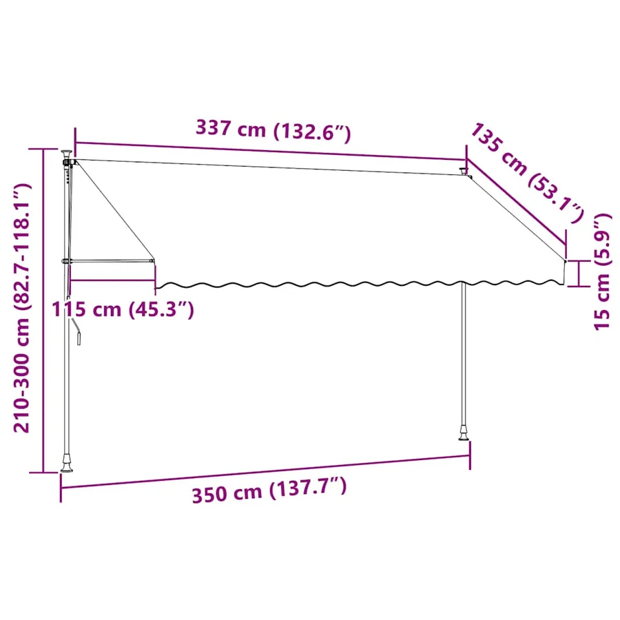 Auvent manuel rétractable 350 cm Anthracite - 8